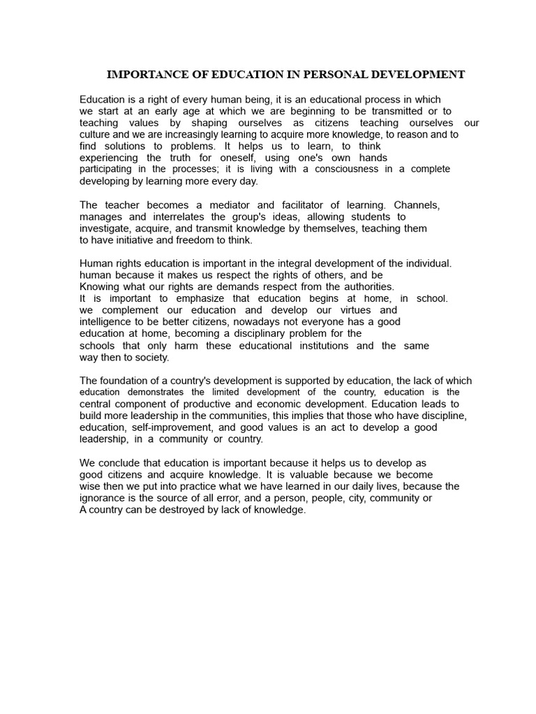 Role of Education in Personal Growth | PDF
