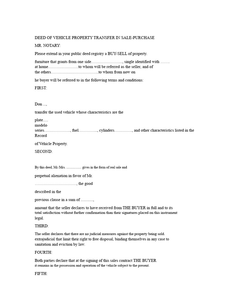 Vehicle Transfer Deed Guidelines | PDF | Deed | Private Law