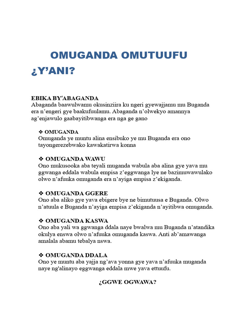 Notas de Hogar de Luganda S5 | PDF