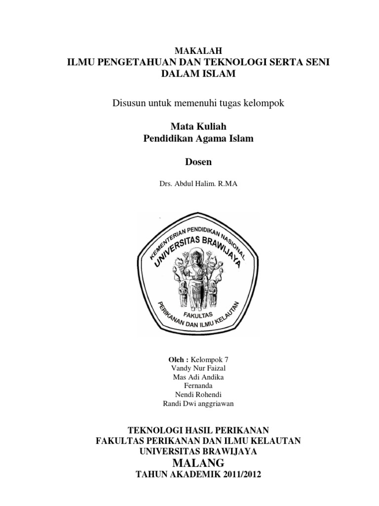 Makalah Ilmu Pengetahuan Dan Teknologi Serta Seni Dalam Islam