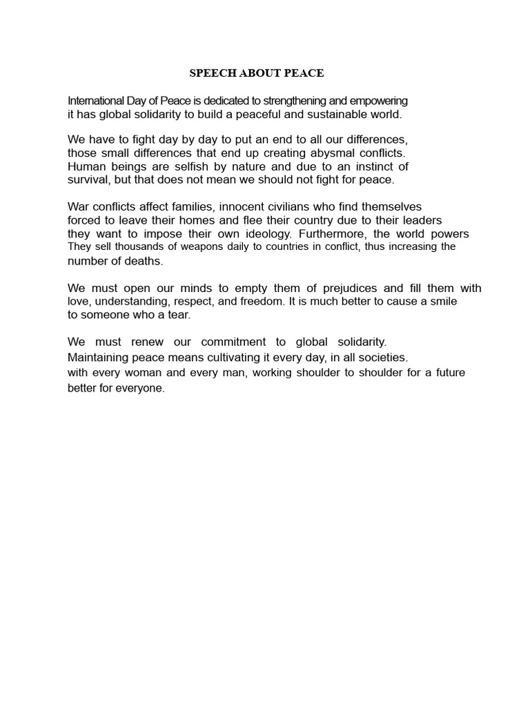 Speech About Peace | PDF