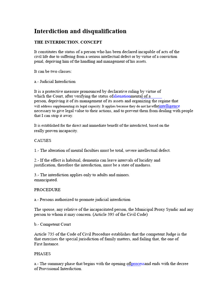 Interdiction and Disqualification Explained | PDF | Sentence (Law ...