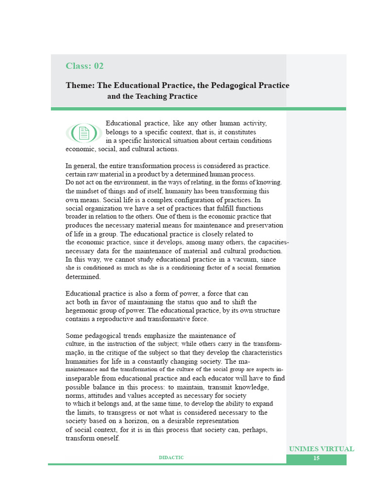 Lesson 2 The Educational Practice, The Pedagogical Practice, and The ...