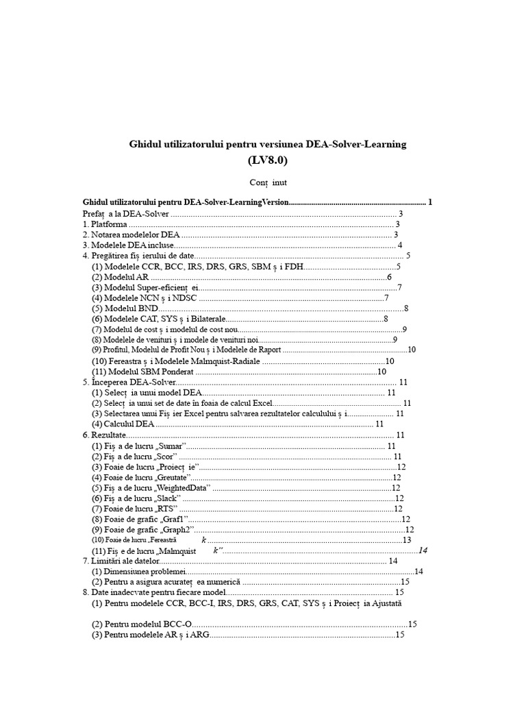 Ghidul Utilizatorului DEA-Solver-LV (V8) SpringerLV8 | PDF