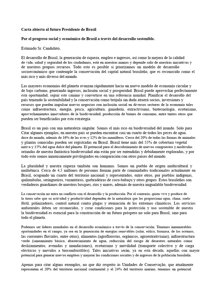 Desarrollo sostenible en Brasil: un llamado | PDF | Brasil ...