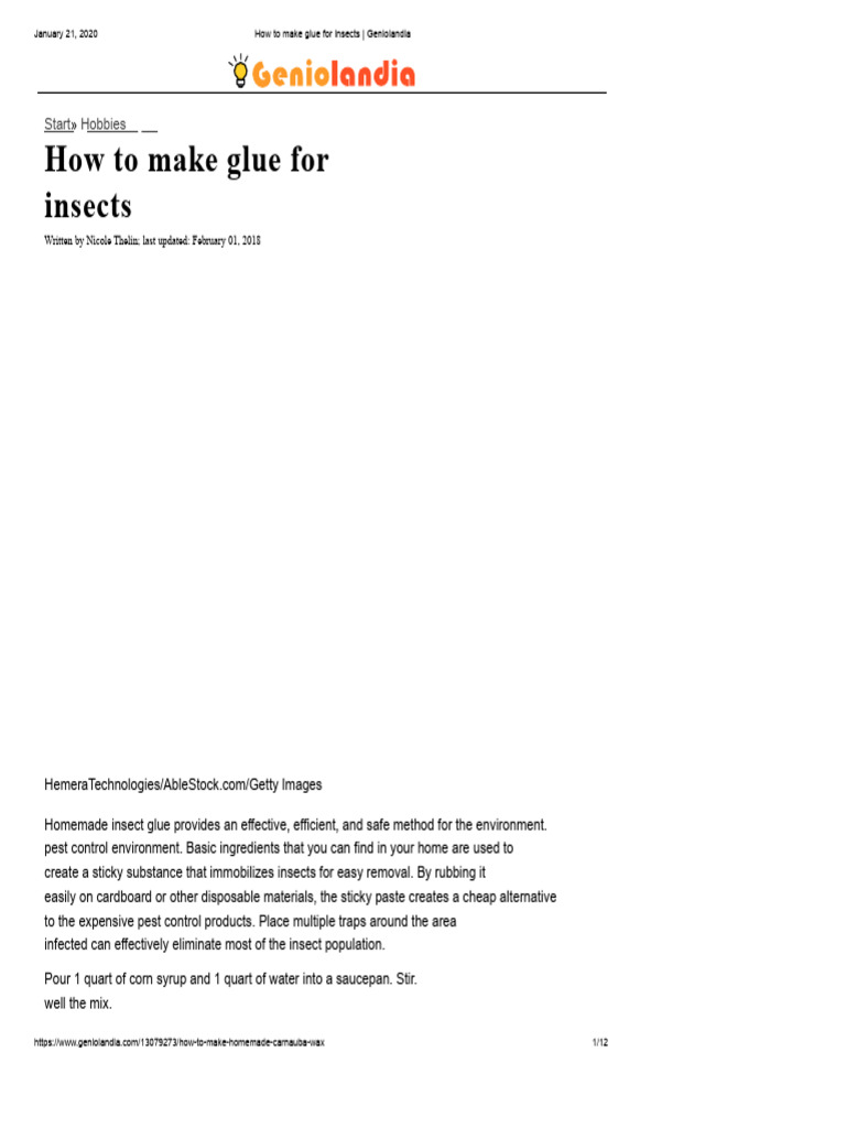 Homemade Insect Glue Recipe | PDF | Pest Control | Insects