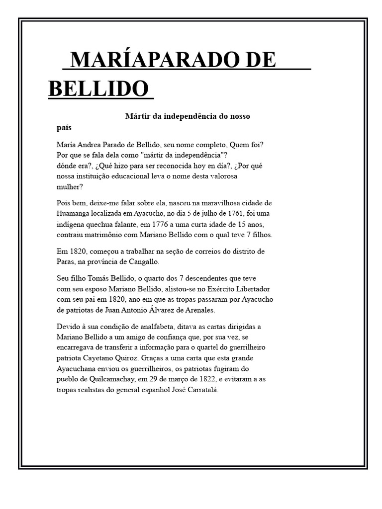Maria Parado de Bellido | PDF | Peru