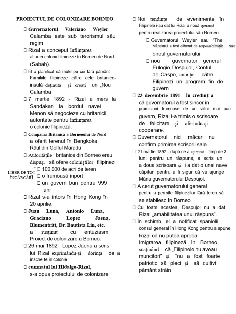 Proiectul de Colonizare Borneo | PDF