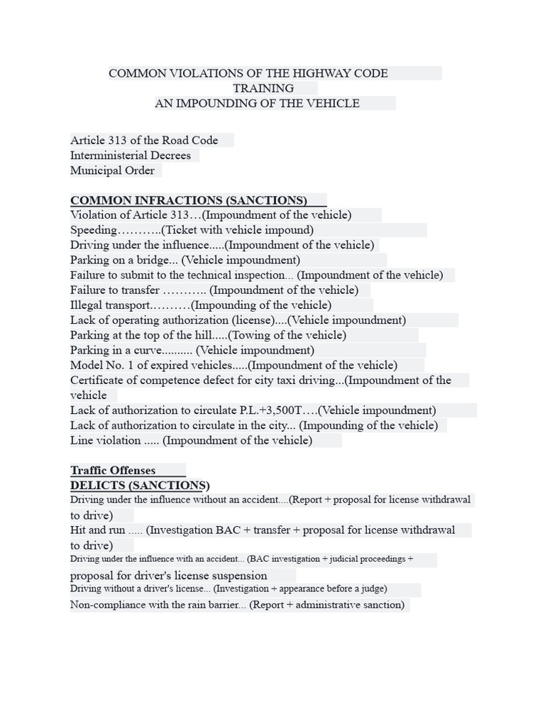 Common Highway Code Violations Guide | PDF | Driver's License | Motor ...