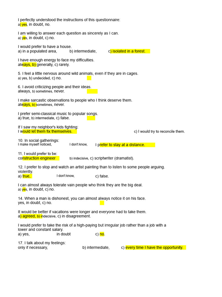 Personality Questionnaire Insights | PDF | Reason