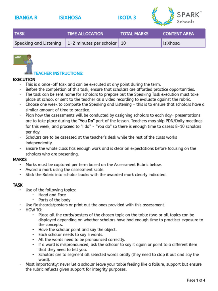 IsiXhosa Speaking Task Guidelines | PDF | Cognitive Science | Cognition