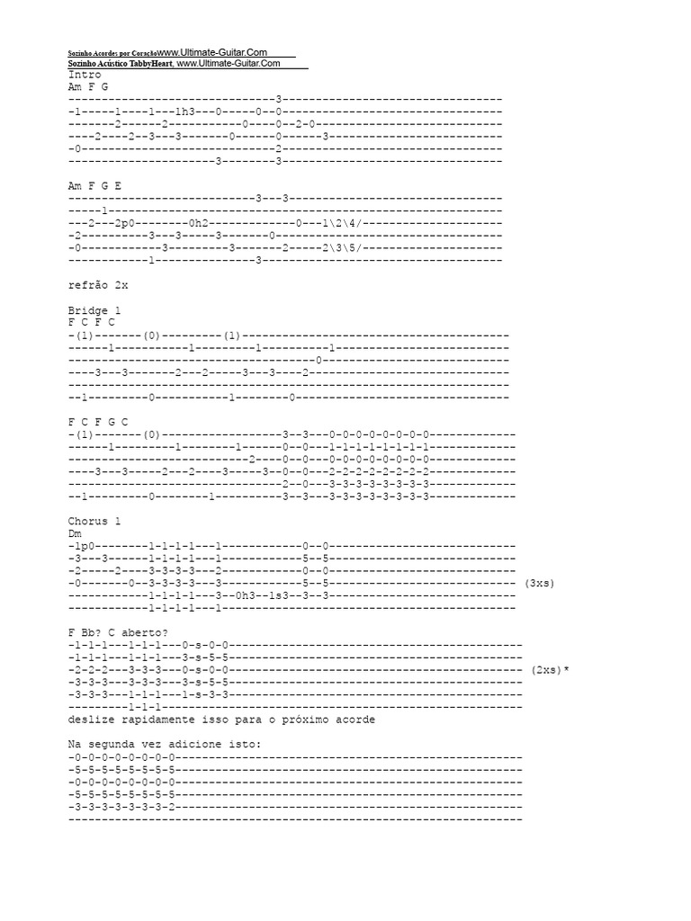 Sozinho (Tab Acústica 1) | PDF | Gravação de som | Música popular