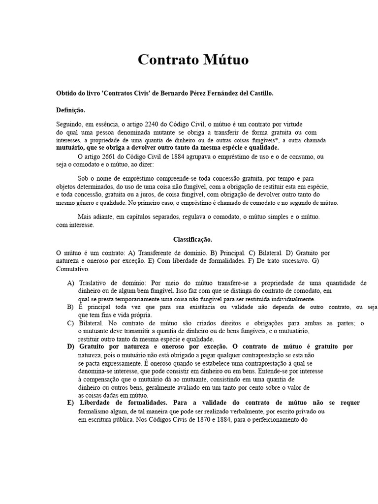 Contrato Mútuo | PDF | Empréstimos | Dinheiro