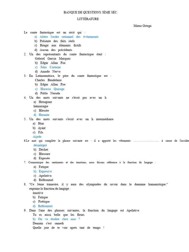 Questions sur la littérature et le langage | PDF | Phrase | Linguistique