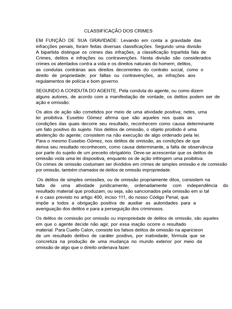 Classificação dos Crimes por Gravidade | PDF | Crimes | Crime e Violência