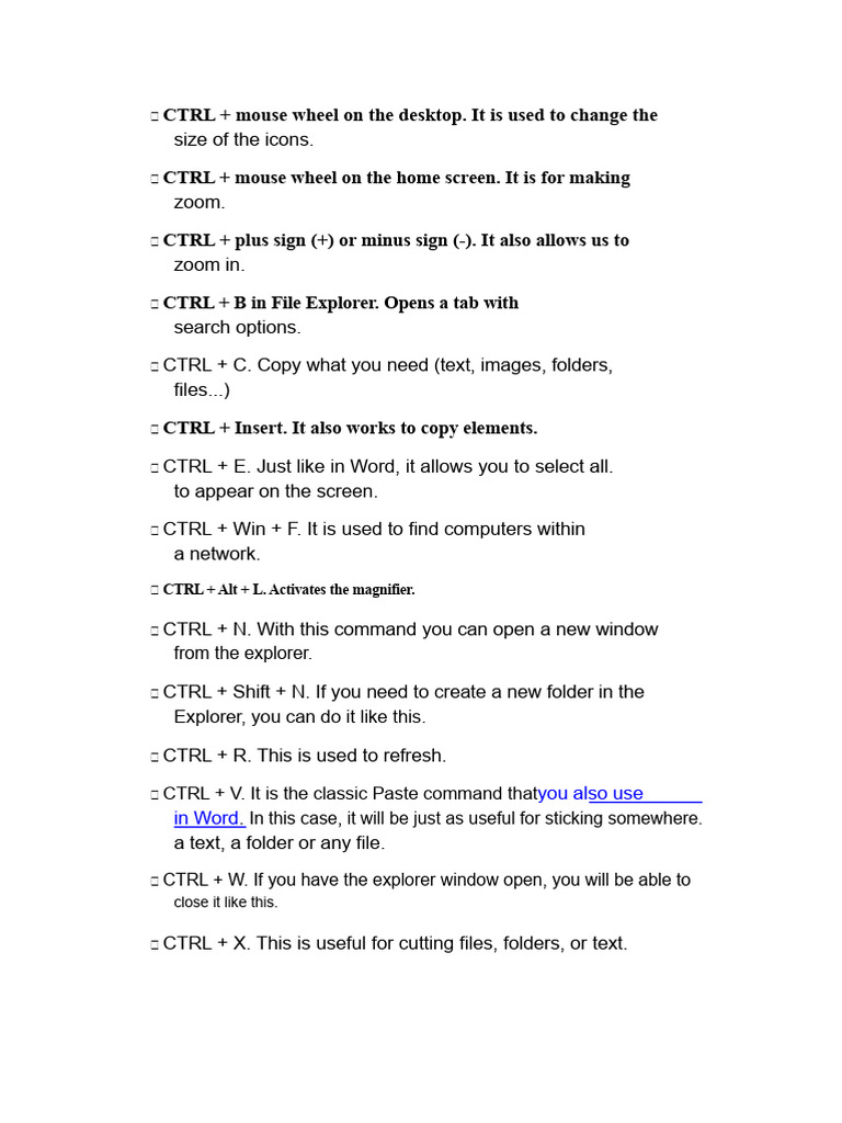 Functions With The CTRL Key | PDF