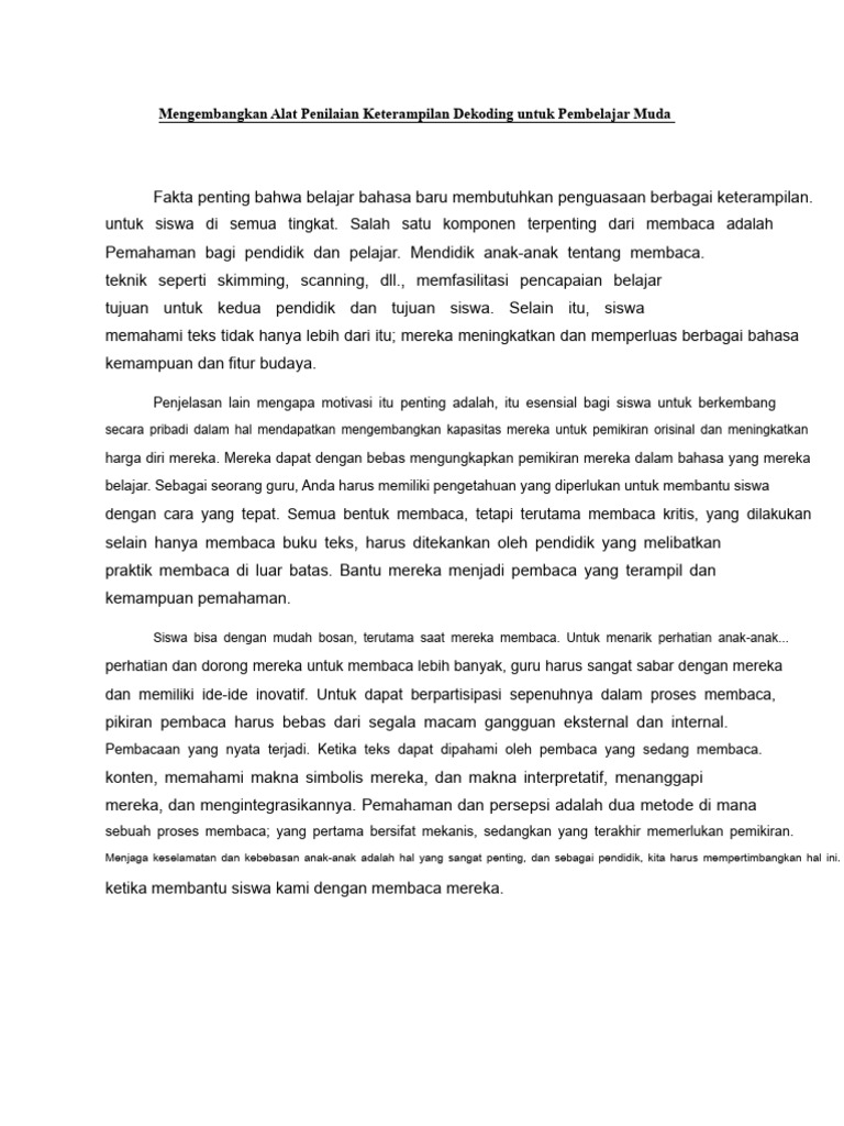 Alat Penilaian Keterampilan Dekoding Anak | PDF