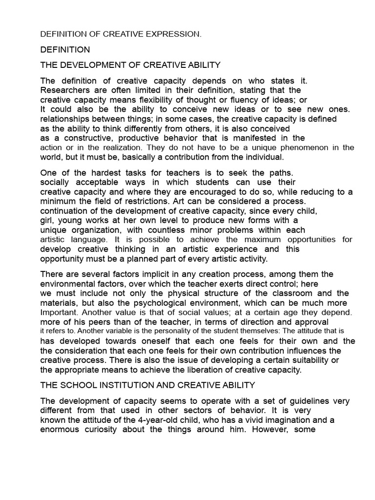 Understanding Creative Expression | PDF | Creativity | Thought