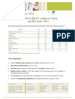 Ebitda of R Up 25% From 1Q11 EBITDA of R$ 311 Million in 1Q12, Up 25% From 1Q11