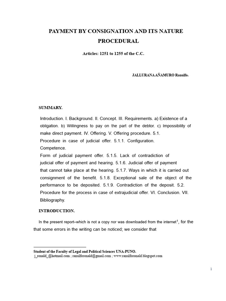 Understanding Payment by Consignation | PDF | Payments