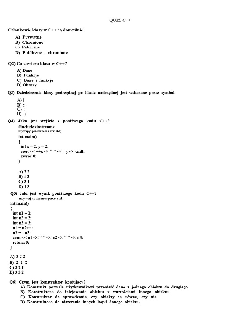 Quiz C++ | PDF