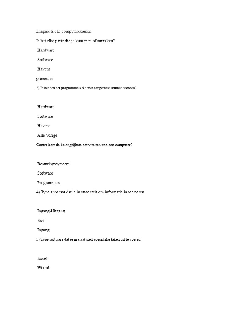 Diagnostische Toets Informatica | PDF
