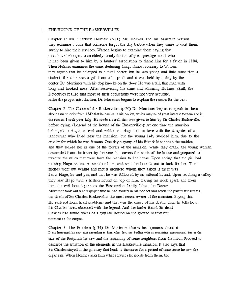 Hound of the Baskervilles Summary | PDF | The Hound Of The Baskervilles ...