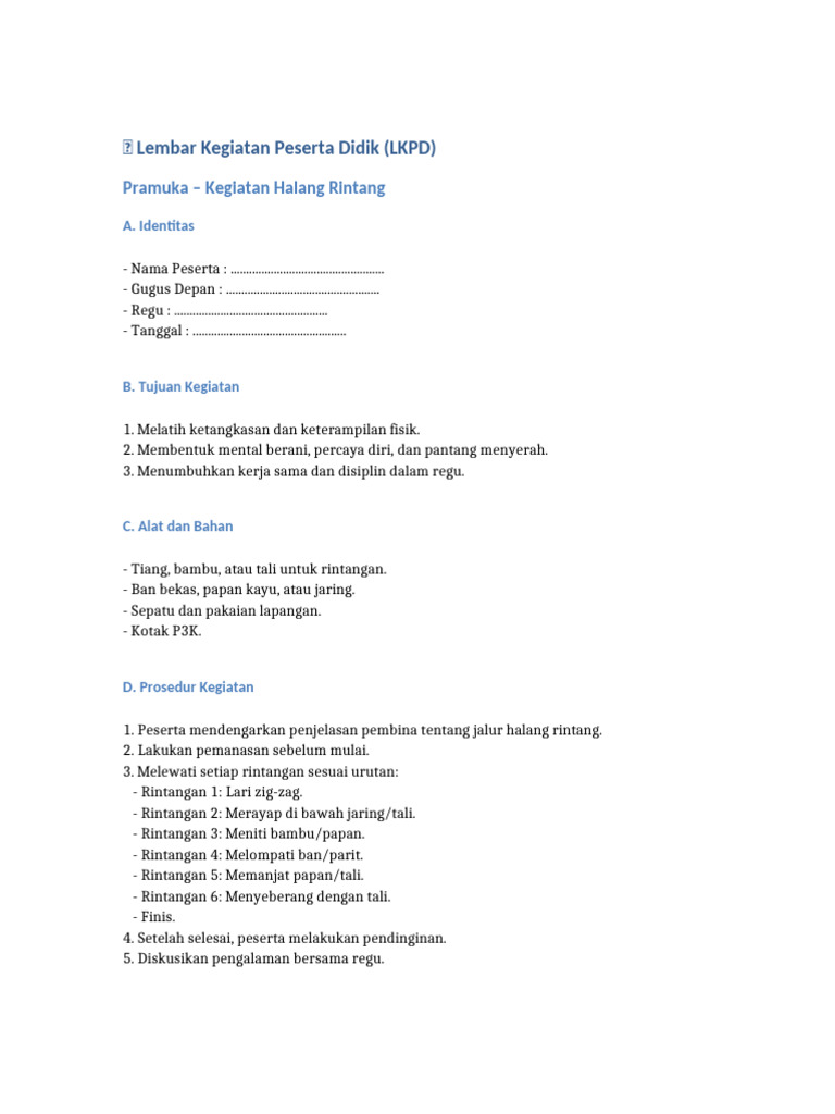 Kegiatan Halang Rintang Pramuka | PDF