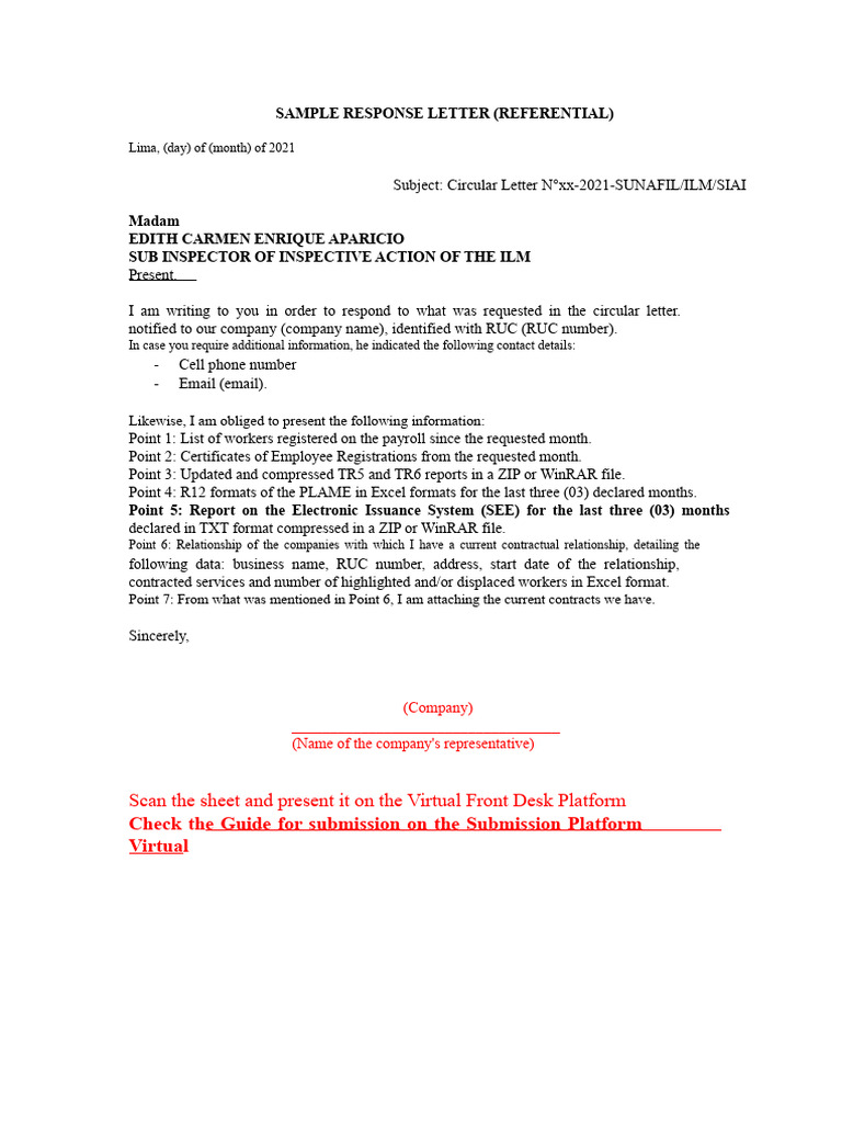 Model Response Letter (Referential) | PDF