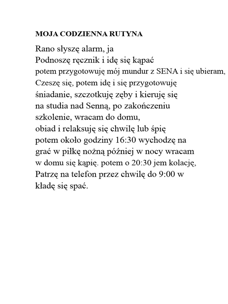 Moja Codzienna Rutyna | PDF