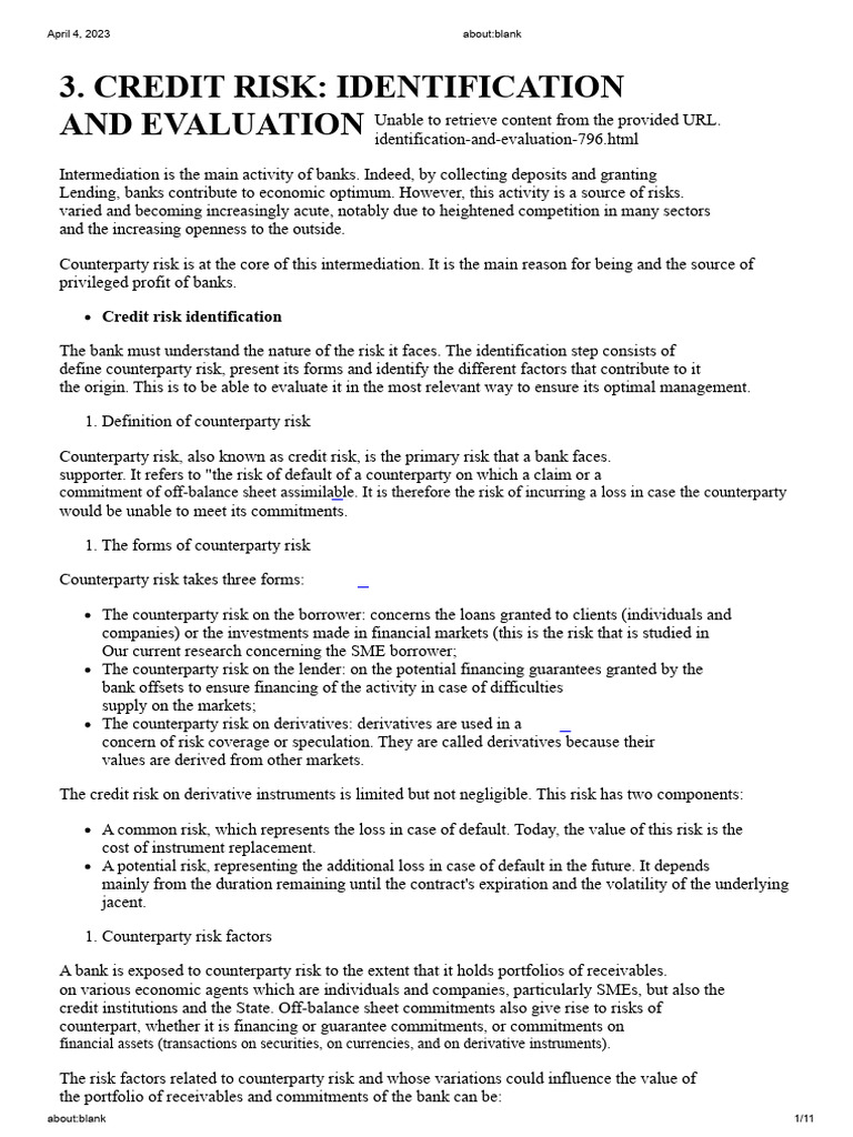 Understanding Credit Risk Management | PDF | Financial Risk ...