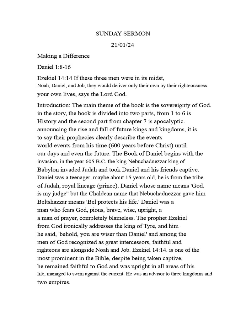 Making a Difference: Lessons from Daniel | PDF | Daniel (Biblical ...