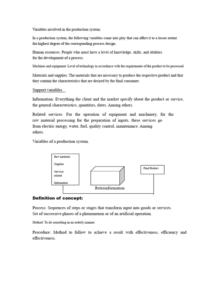 Key Variables in Production Systems | PDF | System | Machines