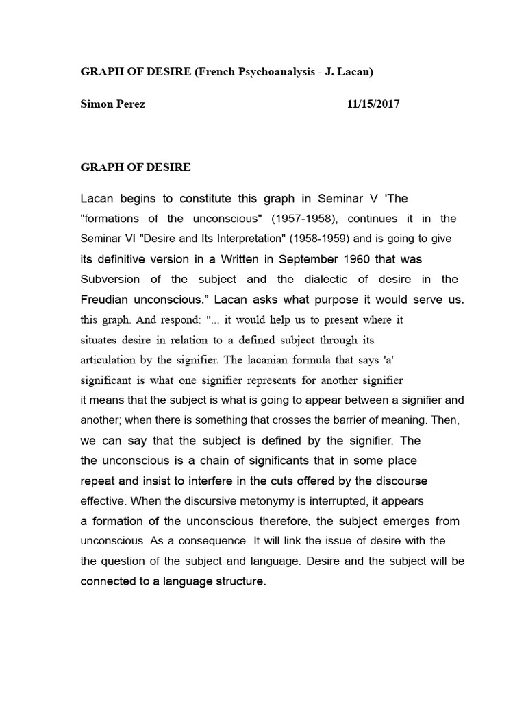 Understanding Lacan's Graph of Desire | PDF | Jacques Lacan ...