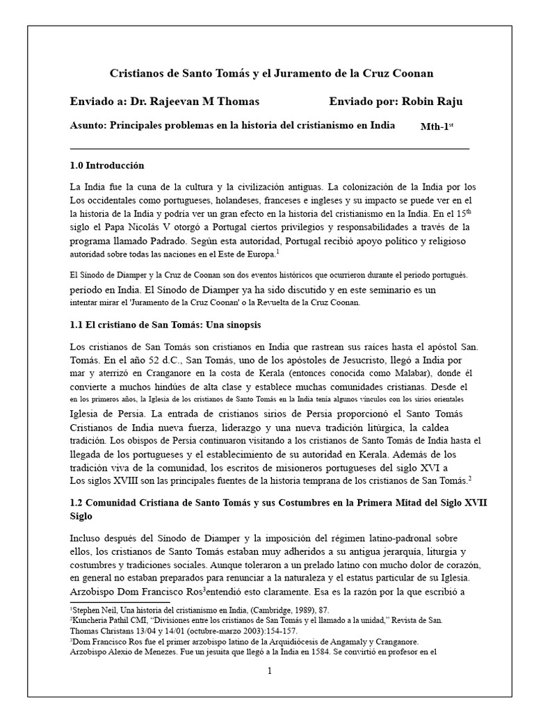 Enviado A: Dr. Rajeevan M Thomas Enviado Por: Robin Raju: Cristianos de ...
