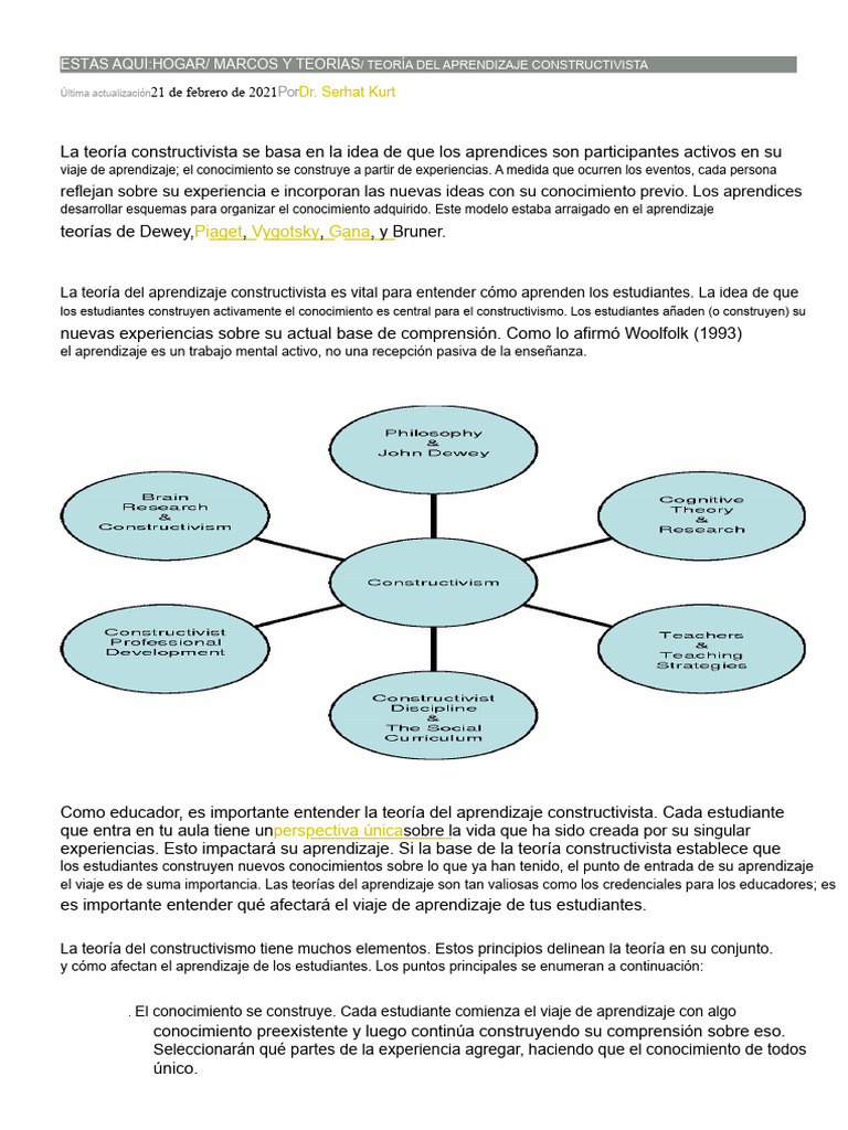 Teoría del Aprendizaje Constructivista | PDF | Constructivismo ...
