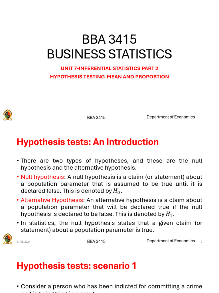 Hypothesis Testing in Business Statistics | PDF | Statistical ...