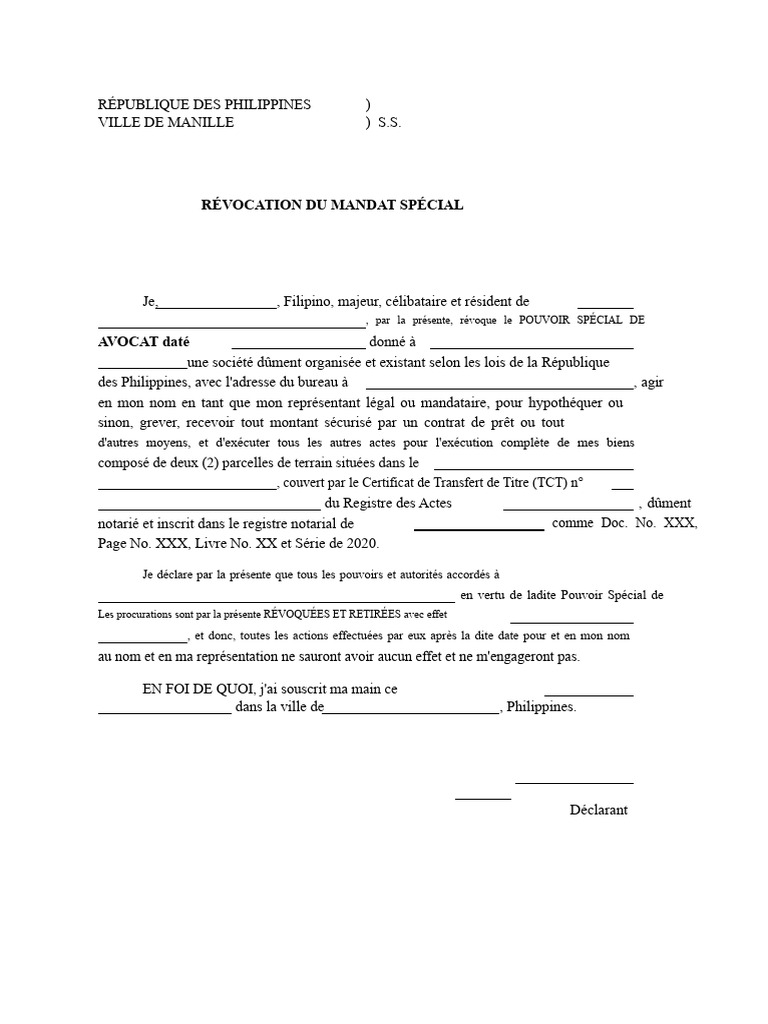 Révocation de Pouvoir Spécial aux Philippines | PDF | Justice | Crime ...