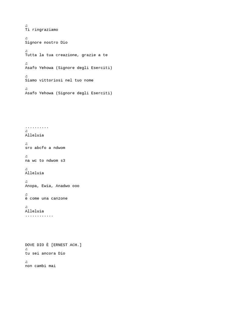 Testo Della Canzone | PDF