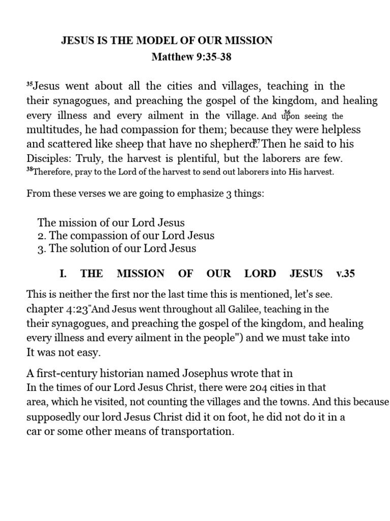 Jesus Is The Model of Our Mission | PDF | Jesus | The Gospel