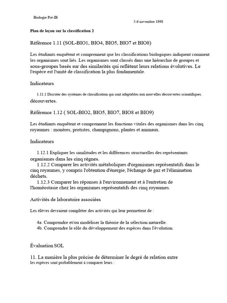 Classification des Organismes en Biologie | PDF | Prokaryota ...