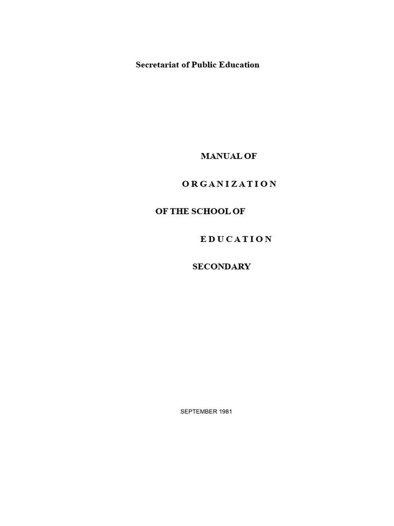 Secondary Education School Organization Manual | PDF | Teachers | Schools
