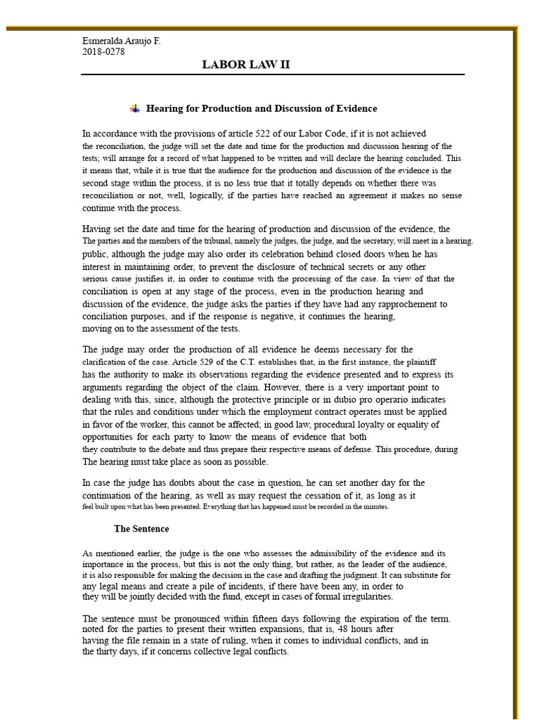 Production and Discussion of Evidence Hearing | PDF | Evidence | Justice