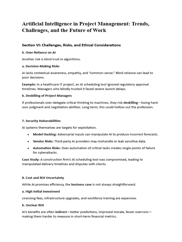 AI in Project Management: Risks & Challenges | PDF