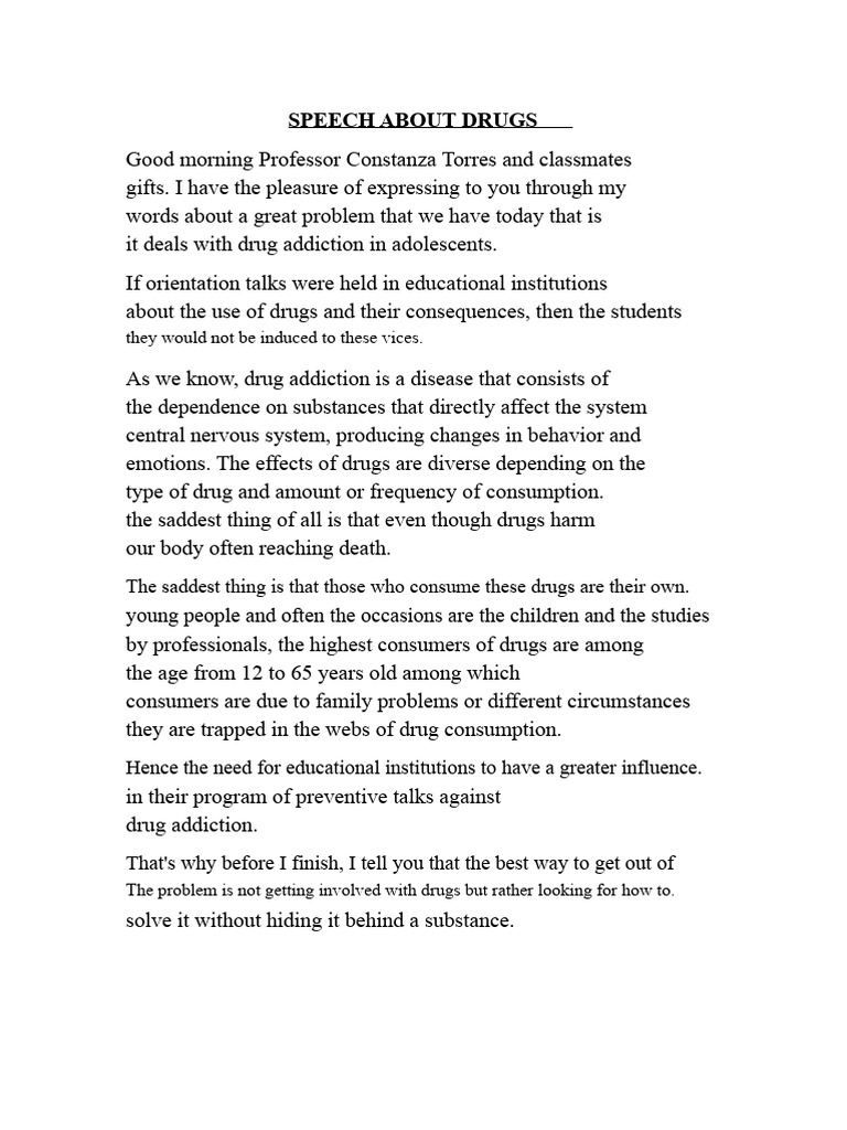 SPEECH ABOUT DRUGS.docx | PDF