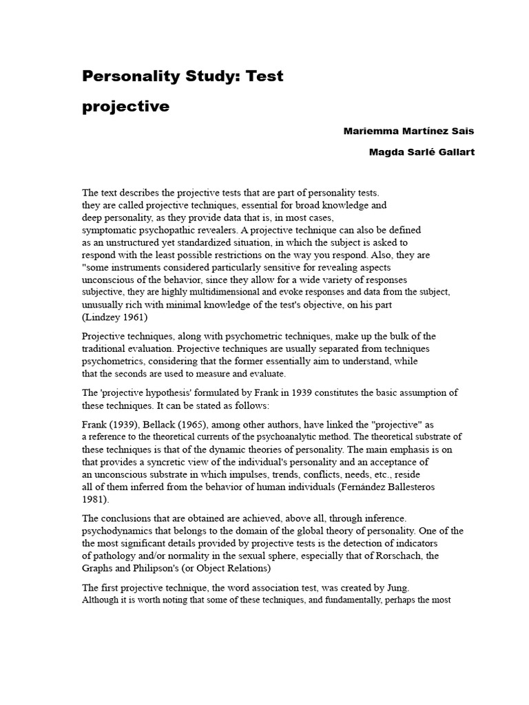 Understanding Projective Personality Tests | PDF | Psychoanalysis ...