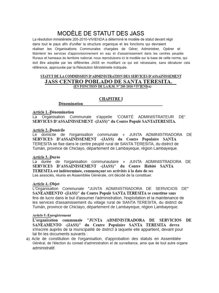 Modèle de Statuts Des Jass | PDF | Banques | Conseil d'administration