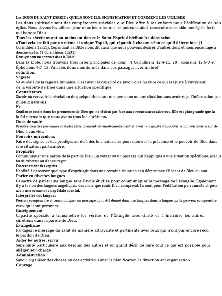 Dons du Saint-Esprit : Signification et Usage | PDF | Dieu | Discours