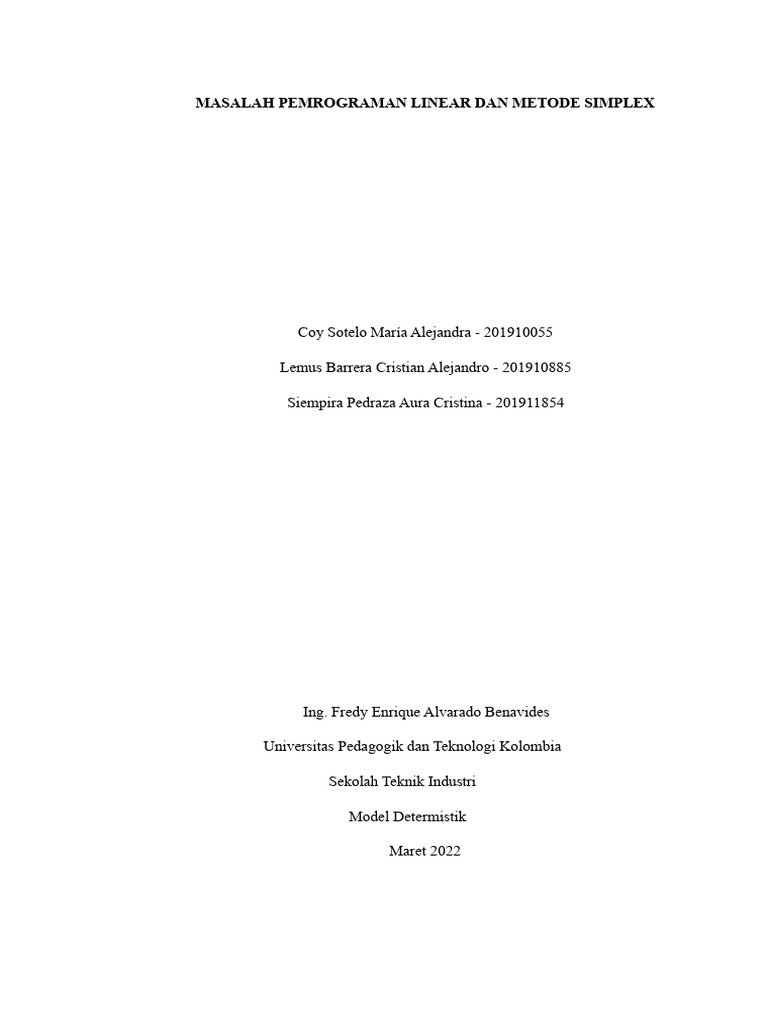 Pemrograman Linear dan Metode Simplex | PDF