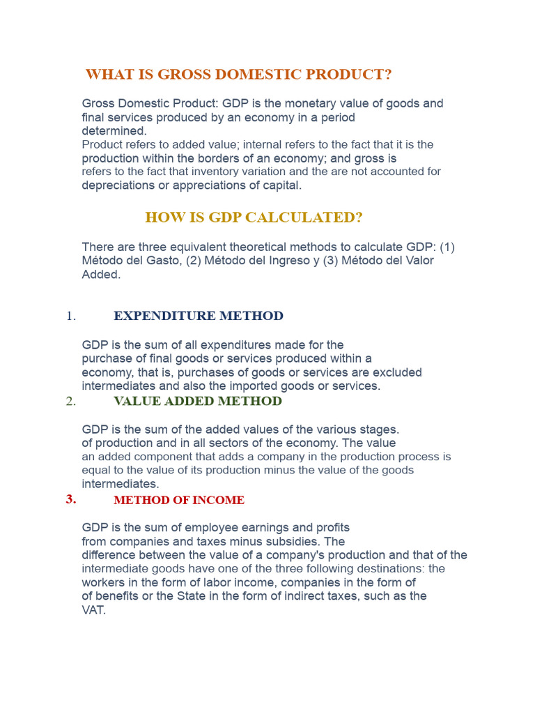 Methods of GDP Calculation | PDF | Gross Domestic Product | Government ...